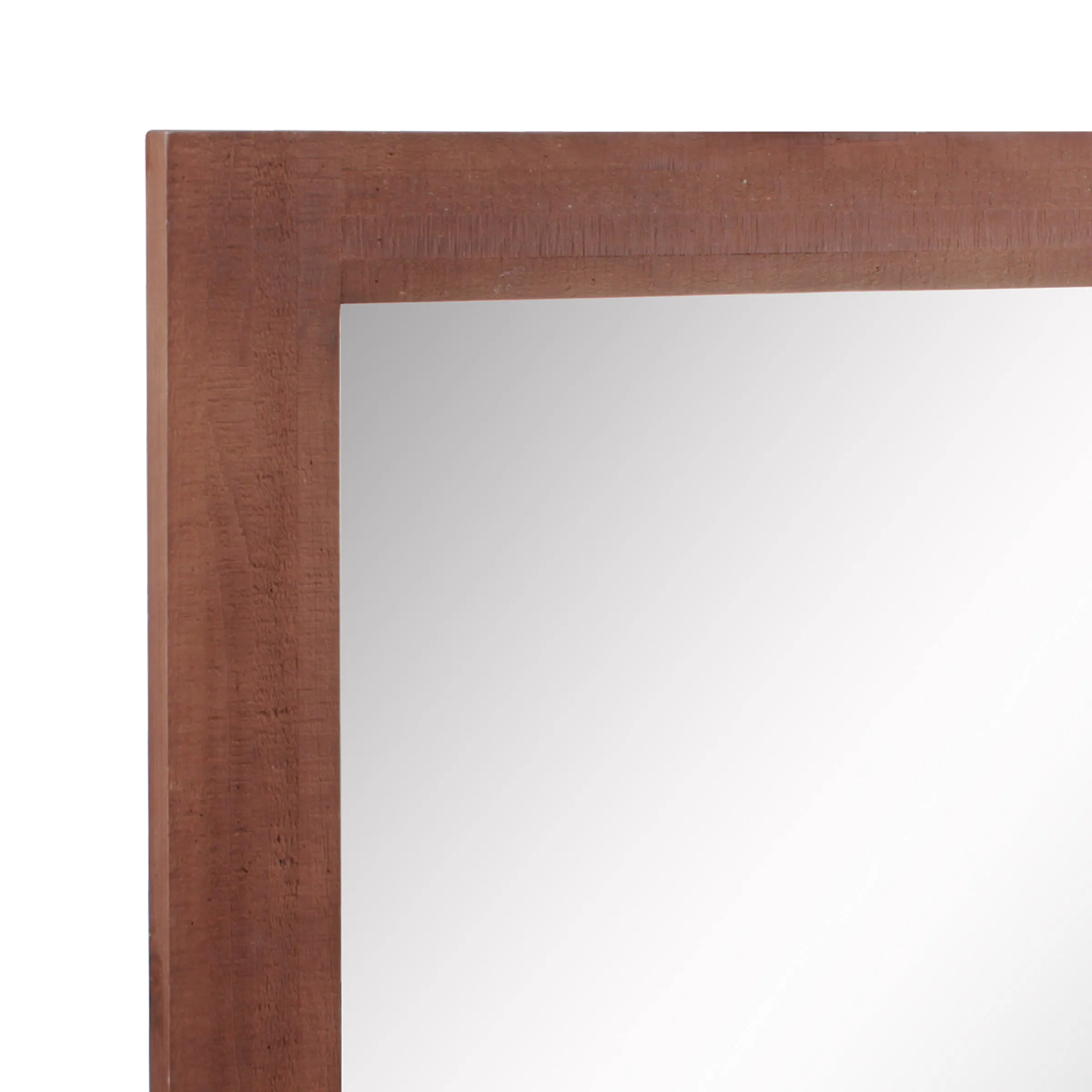 Rustic Rectangular Redwood Wooden Frame Hanging Wall Mirror