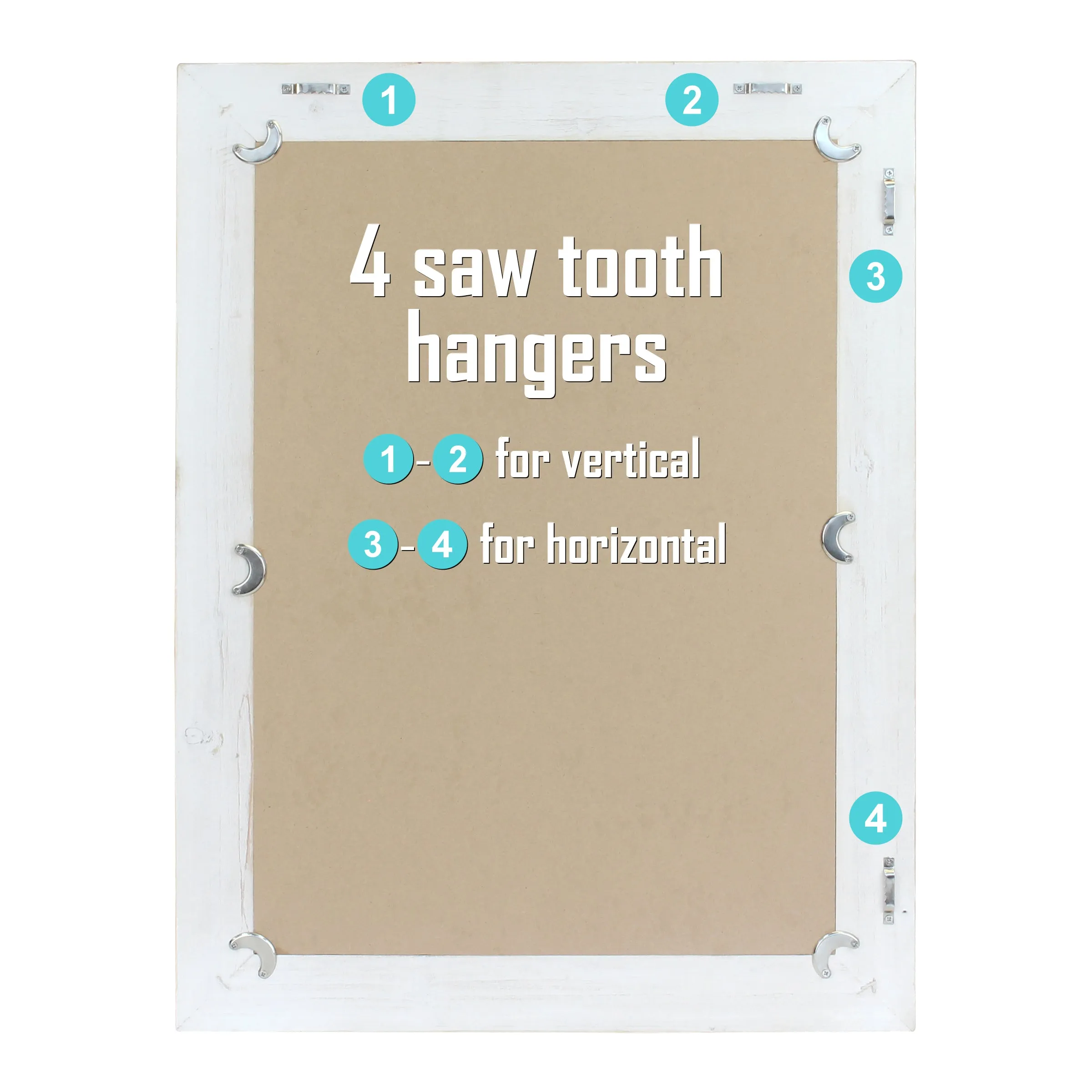 Rustic Rectangular Worn White Wood Frame Hanging Wall Mirror (WS)