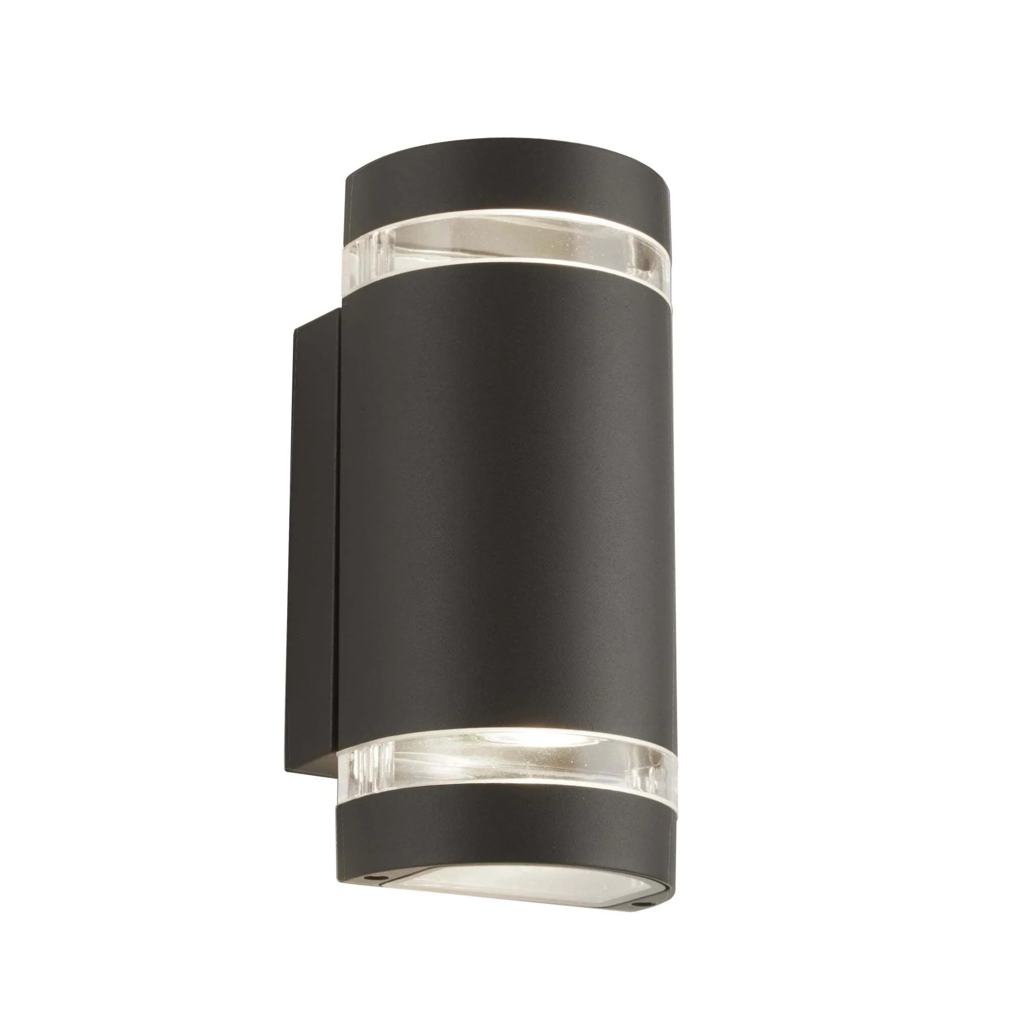 Searchlight 2002-2GY-LED Outdoor 2 Light Curved Wall Bracket Grey Cllear Diffuser