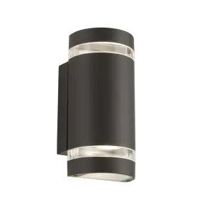 Searchlight 2002-2GY-LED Outdoor 2 Light Curved Wall Bracket Grey Cllear Diffuser