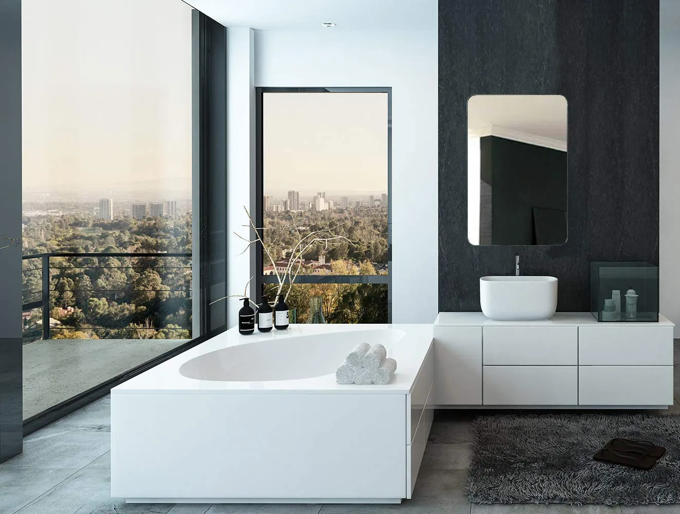 Silver Mirror Bathroom Mirrors For Wall Rounded Corner Lightweight Deep Rectangle 24"