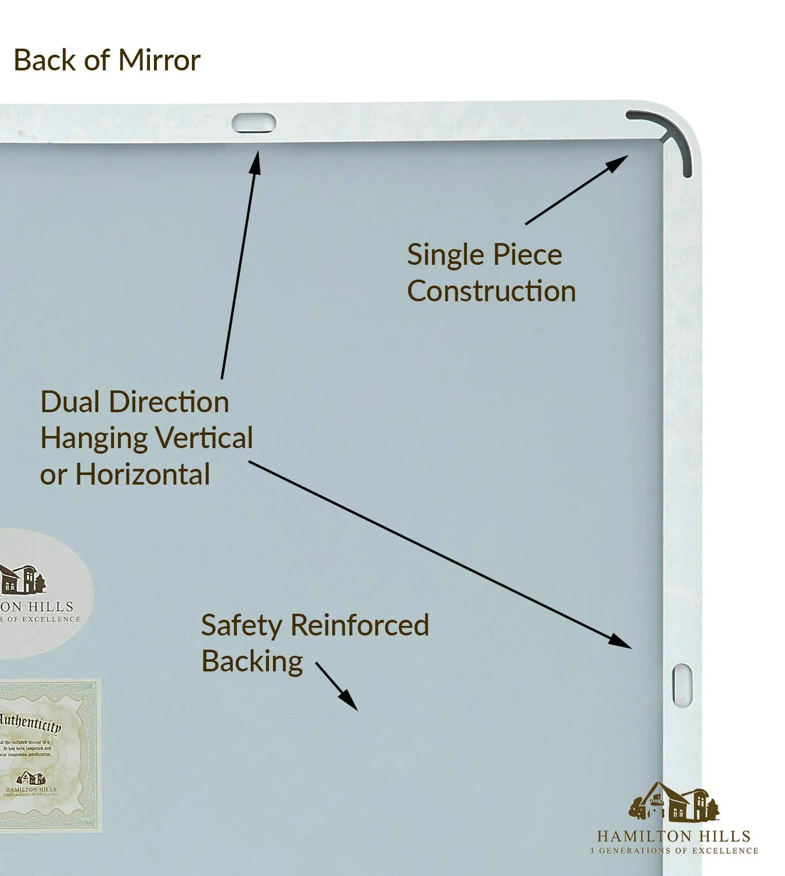 Silver Mirror Bathroom Mirrors For Wall Rounded Corner Lightweight Deep Rectangle 24"