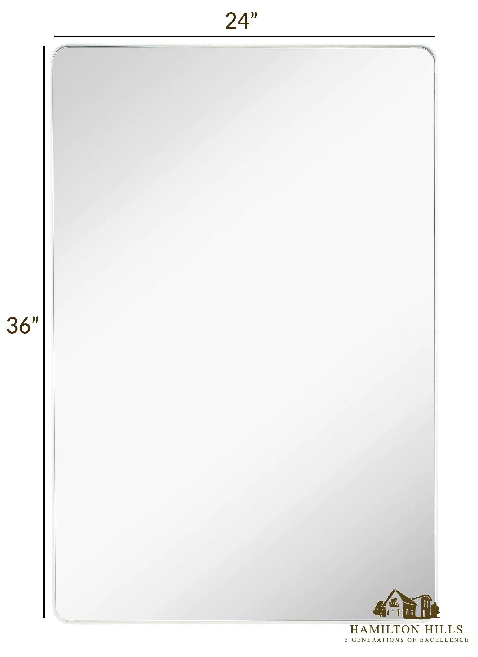 Silver Mirror Bathroom Mirrors For Wall Rounded Corner Lightweight Deep Rectangle 24"