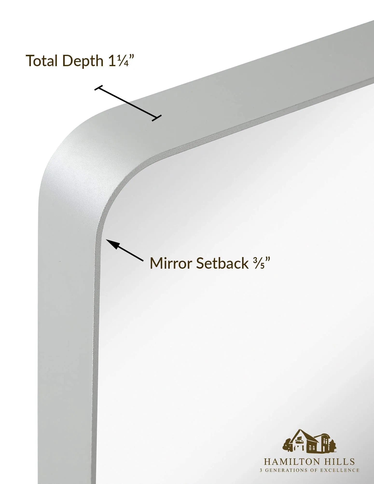 Silver Mirror Bathroom Mirrors For Wall Rounded Corner Lightweight Deep Rectangle 24"