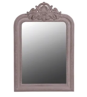 Small Antique Taupe Carved Top Mirror