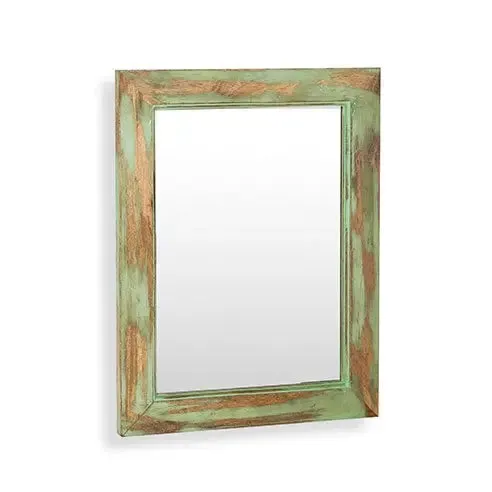 Solid Wood Green Distress Bathroom Mirror