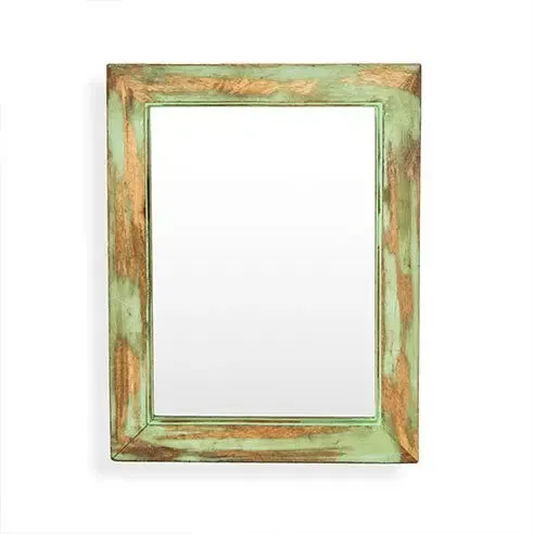 Solid Wood Green Distress Bathroom Mirror