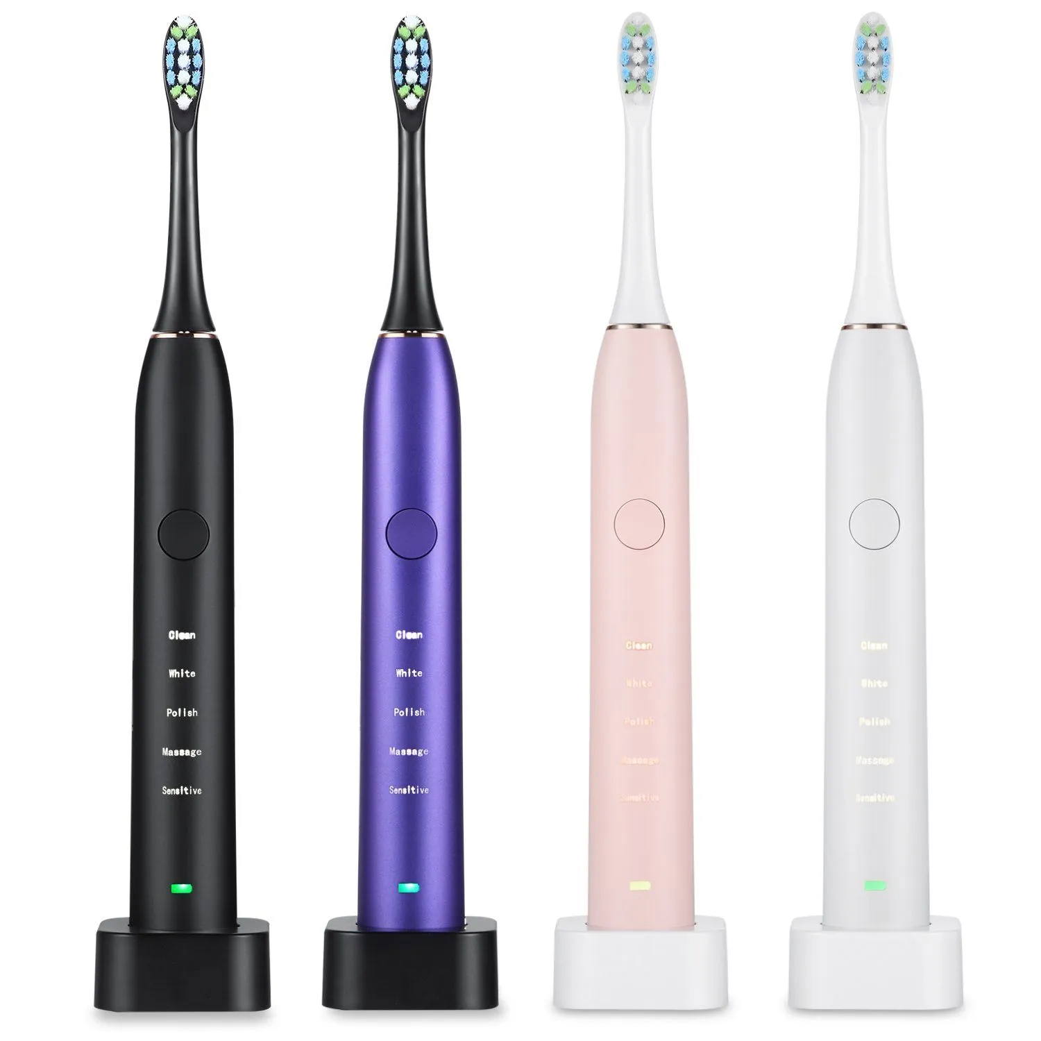 Sonic Electric Toothbrush For Adults Magnetic Charging Waterproof IPX7 Replacement Heads Set