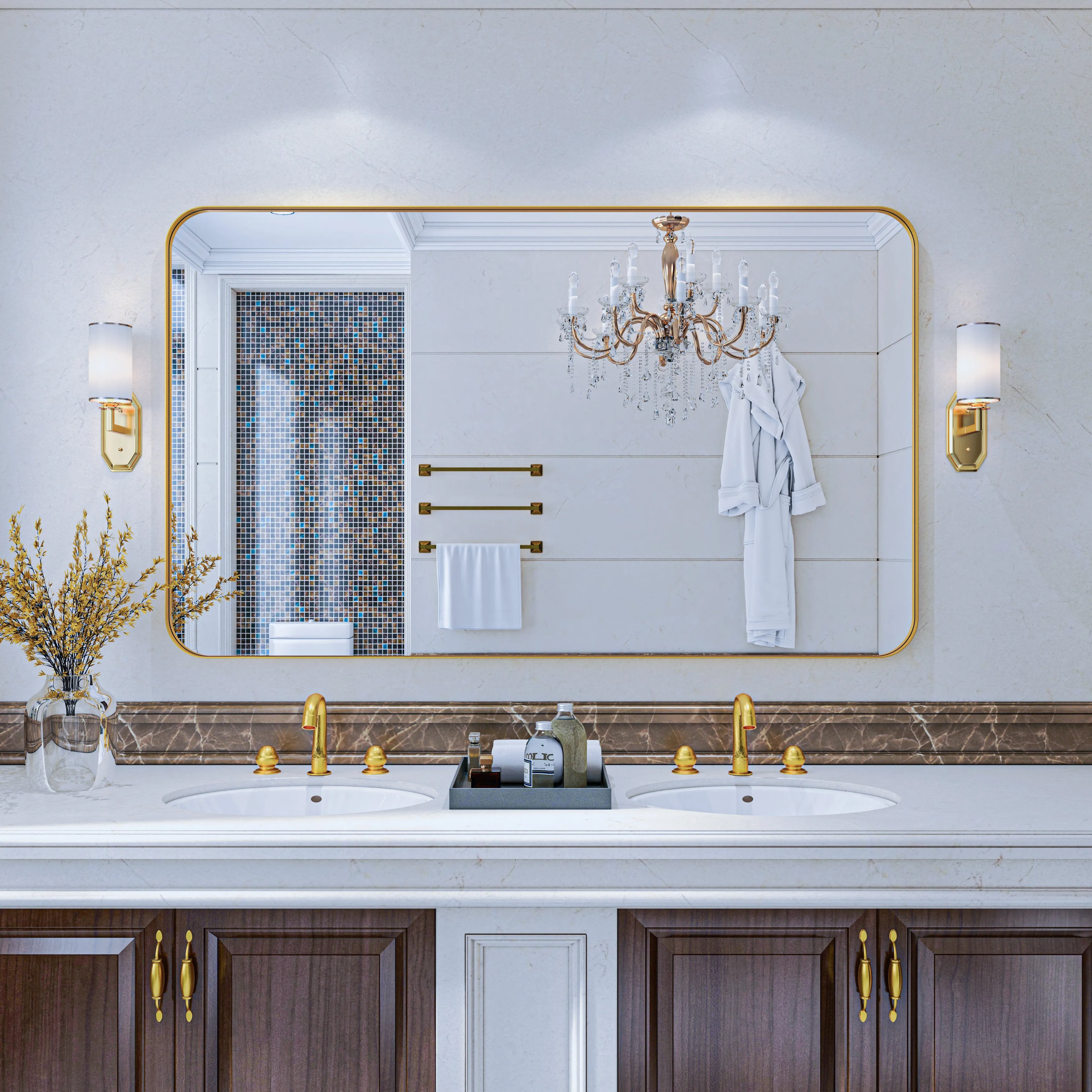 Square Framed Bathroom Wall Mirrors Aluminum Frame (Horizontal/Vertical)