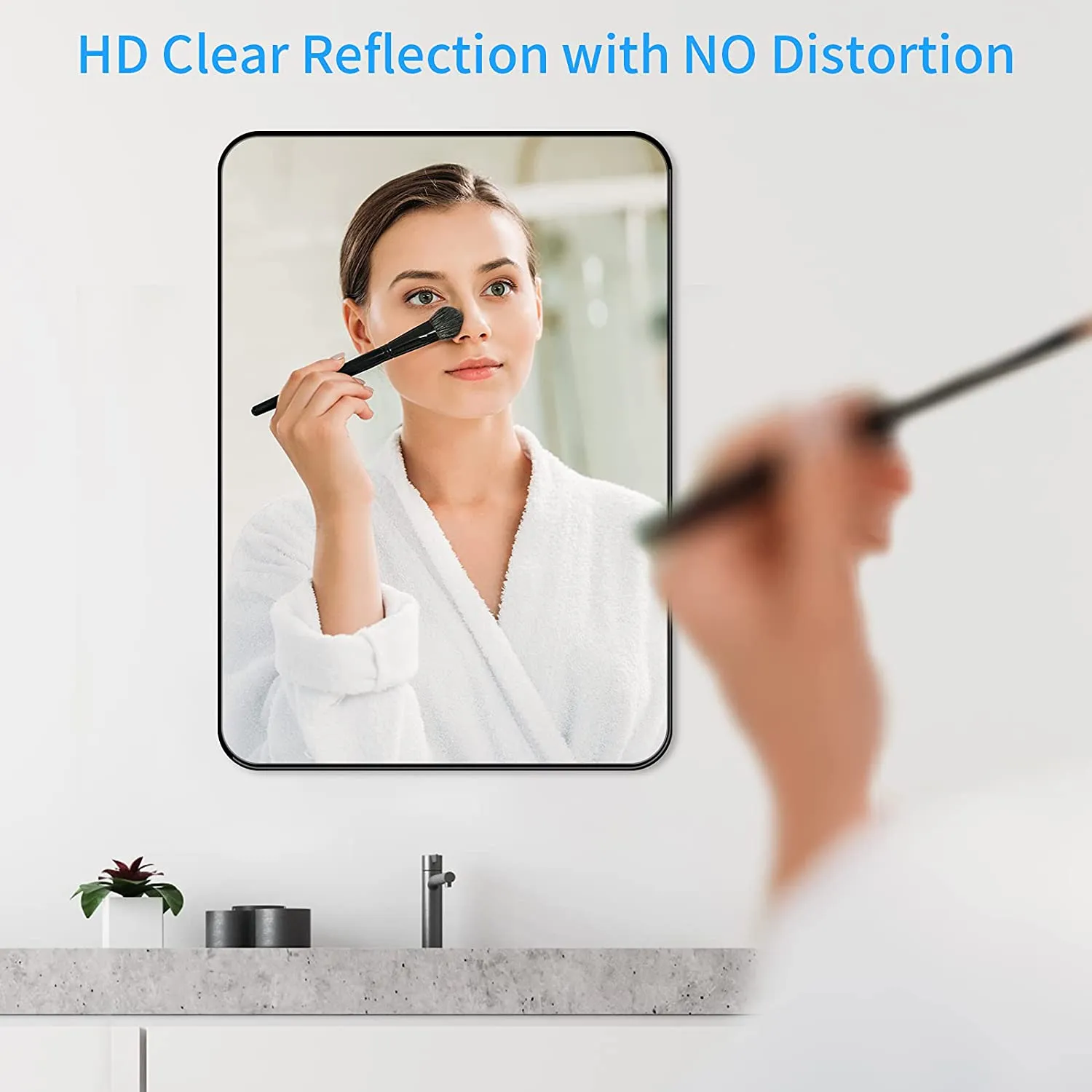 Square Framed Bathroom Wall Mirrors Aluminum Frame (Horizontal/Vertical)
