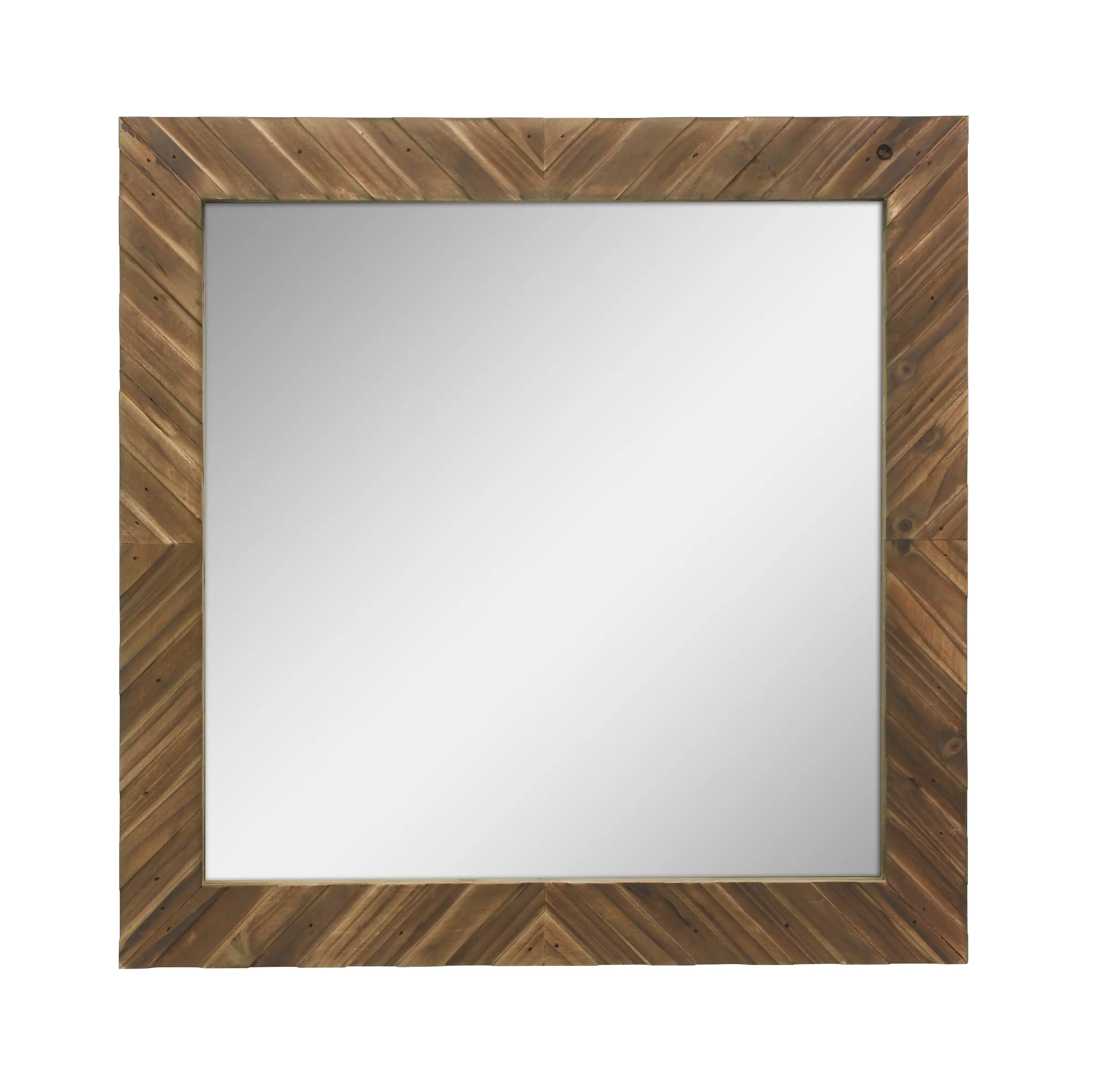 Square Wood Chevron Mirror - 20 inch (WS)