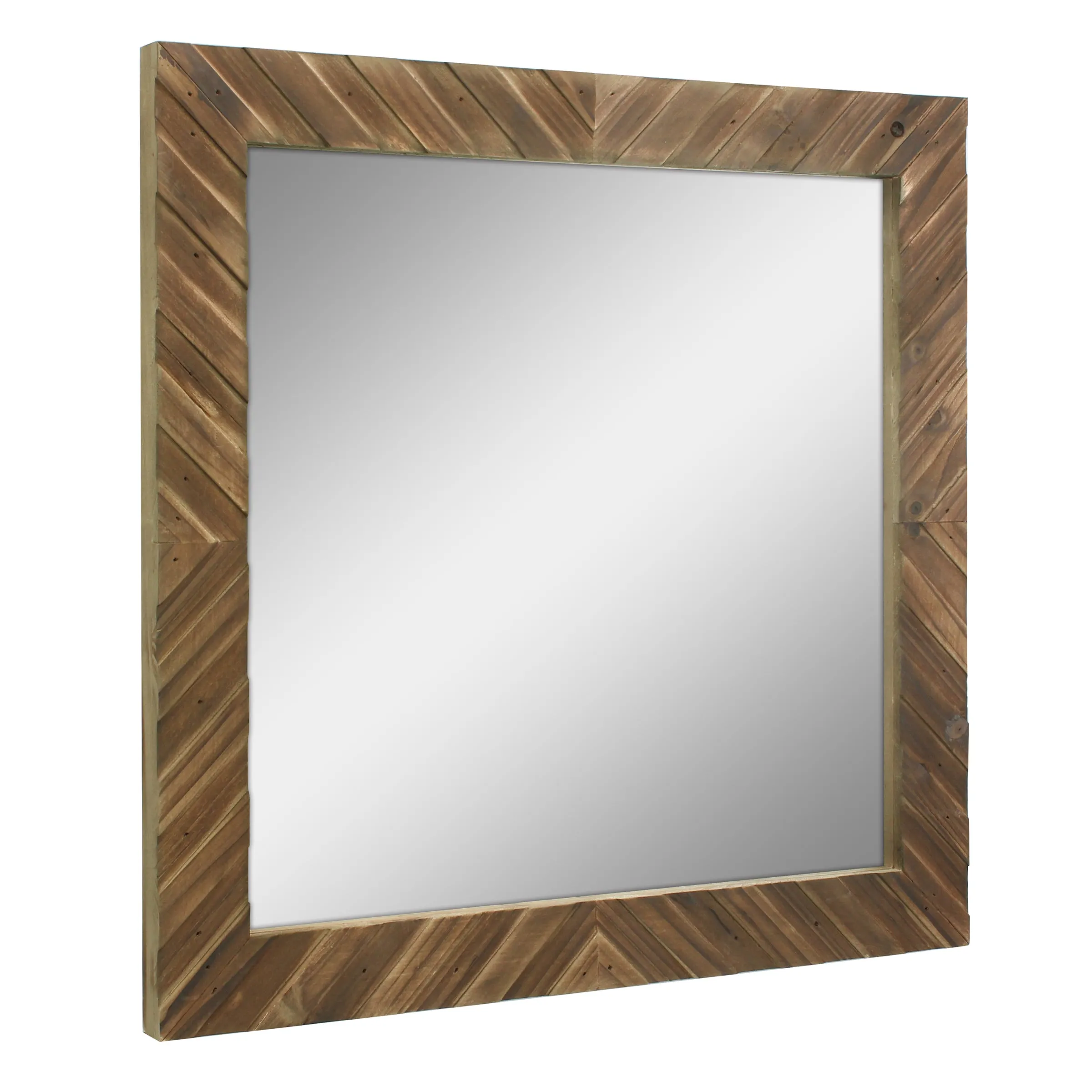 Square Wood Chevron Mirror - 20 inch (WS)