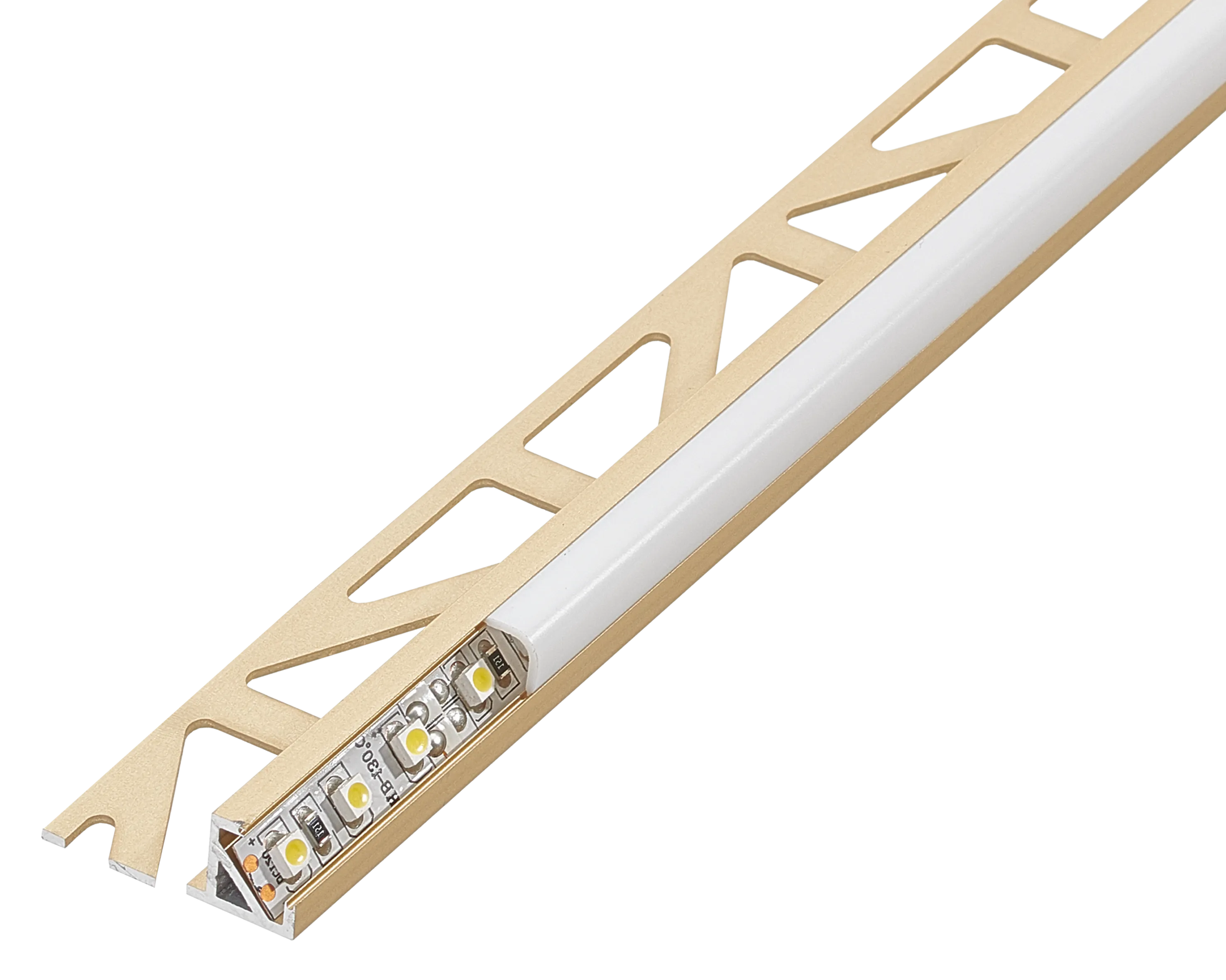 SQUARELINE LED Basic Edging Profile 11/32 in - Champagne - Aluminum - Tile Edge Trim - by Dural