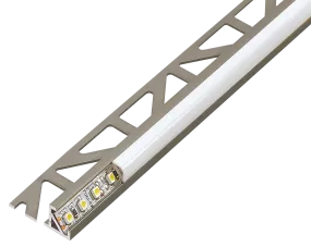 SQUARELINE LED Basic Edging Profile 7/16 in - Nickel - Aluminum - Tile Edge Trim - by Dural
