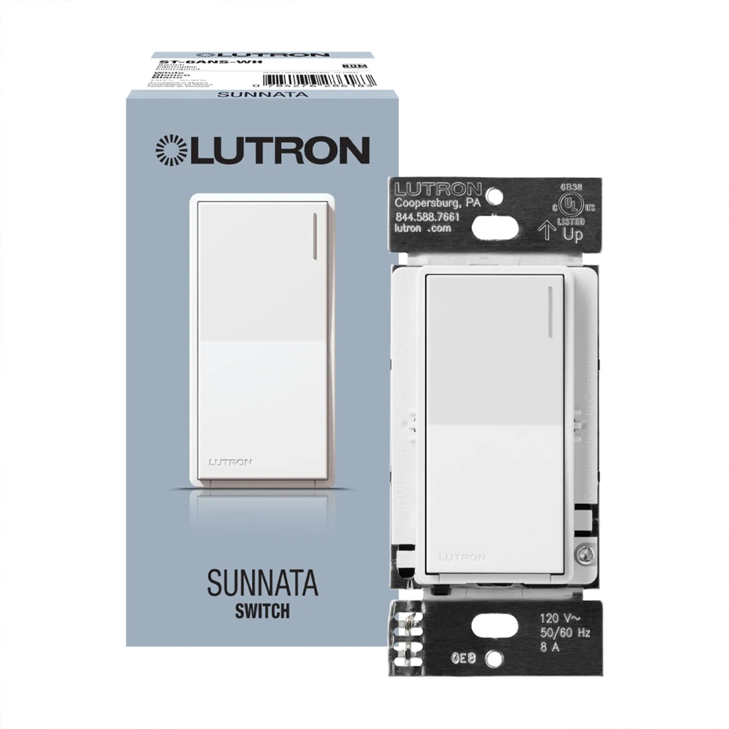 Sunnata Single Pole/Multi-Location Rocker Light Switch, White