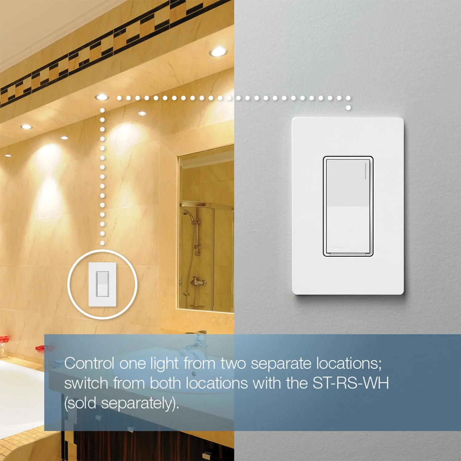 Sunnata Single Pole/Multi-Location Rocker Light Switch, White