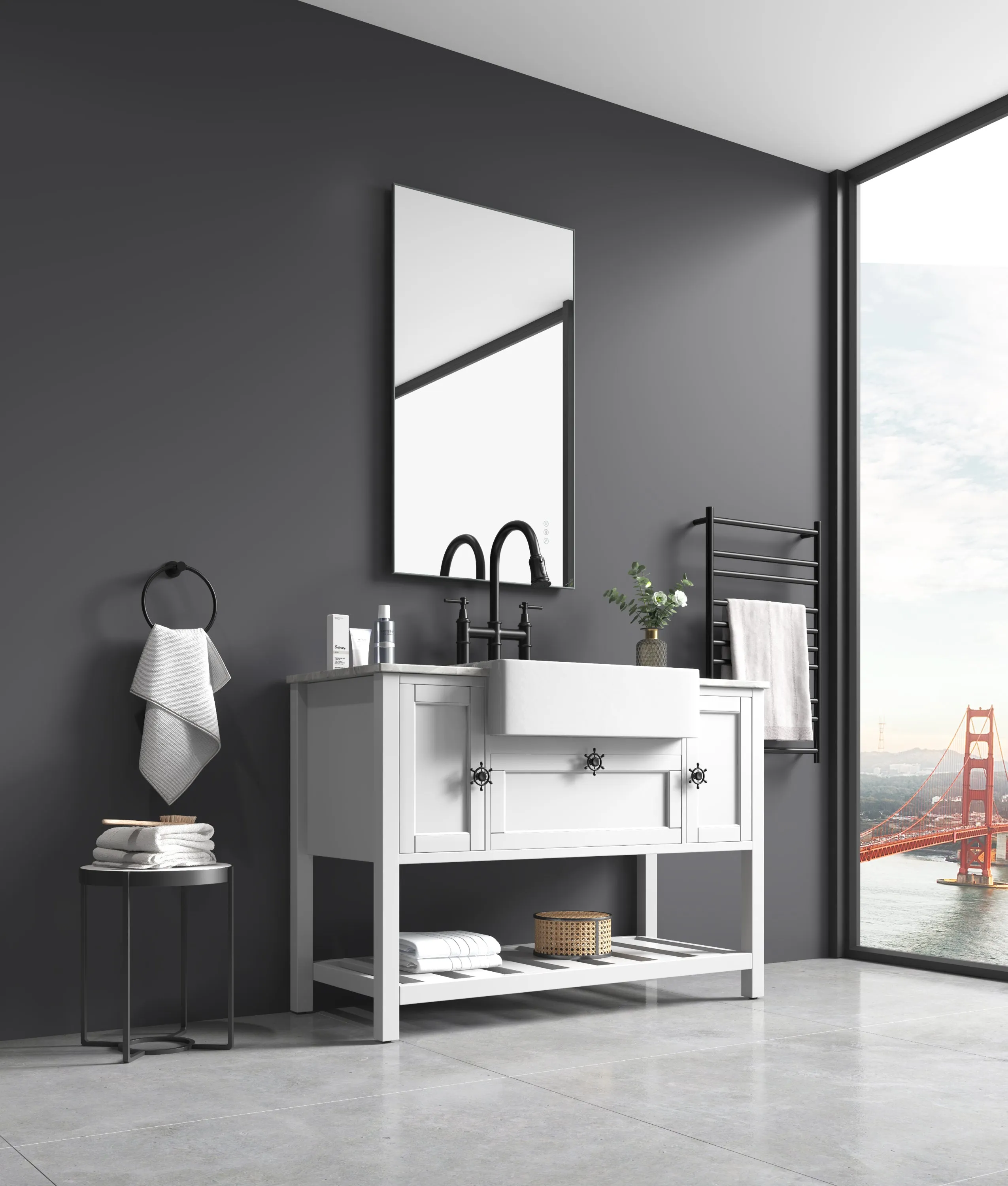 Super Bright Led Bathroom Mirror with Lights,Metal Frame Mirror Wall Mounted Lighted Vanity Mirrors for Wall,Anti Fog Dimmable Led Mirror for Makeup,Vertical/horizontalGunGray Metal