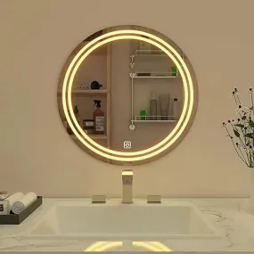 SUPPER MIRROR Decors LED Mirror Glass for Bathroom Wall Decorative Interior Decor Mirrors for Bedroom, Living Room, Drawing Room, Makeup Room and Wash Basin Round Shape.
