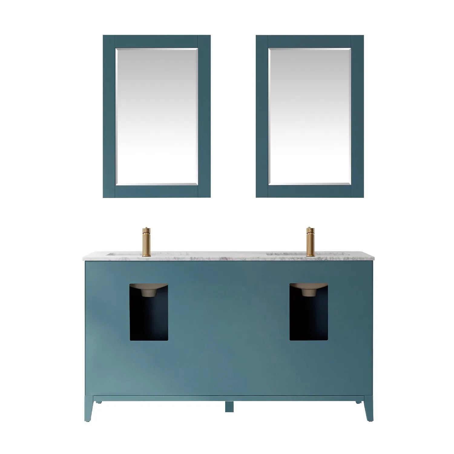 Sutton 60" Double Bathroom Vanity Set with Marble Countertop