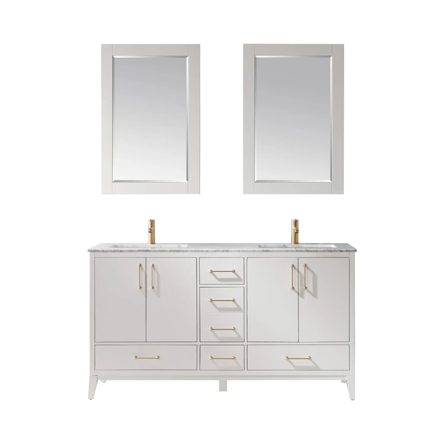 Sutton 60" Double Bathroom Vanity Set with Marble Countertop