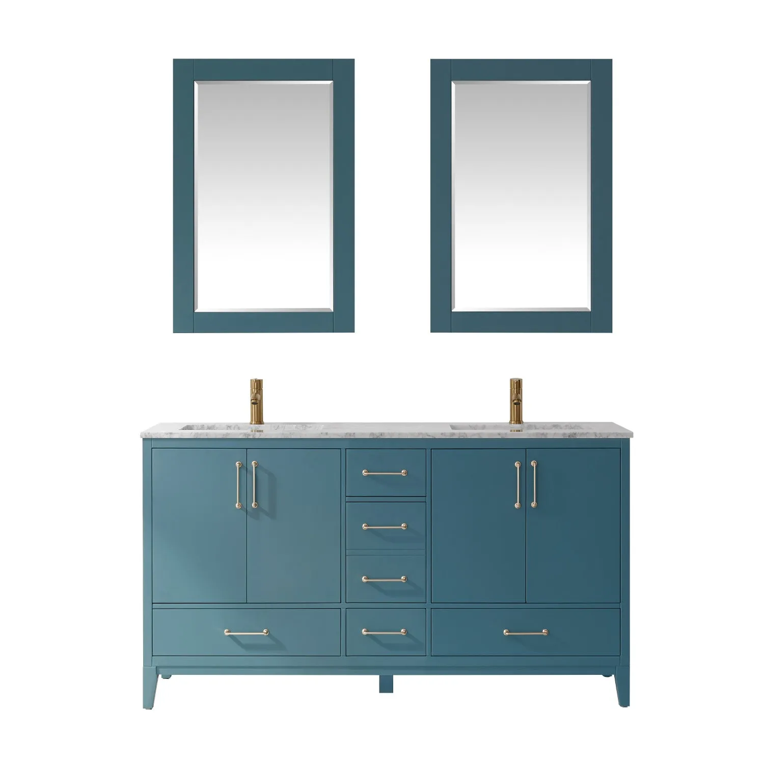 Sutton 60" Double Bathroom Vanity Set with Marble Countertop
