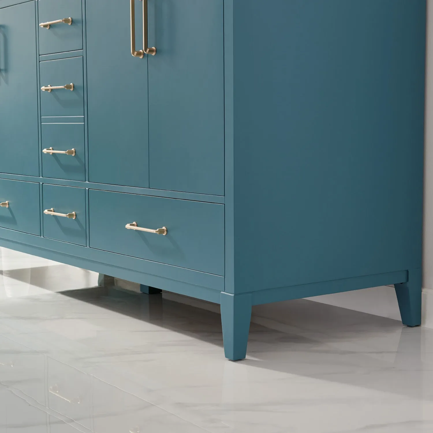 Sutton 60" Double Bathroom Vanity Set with Marble Countertop