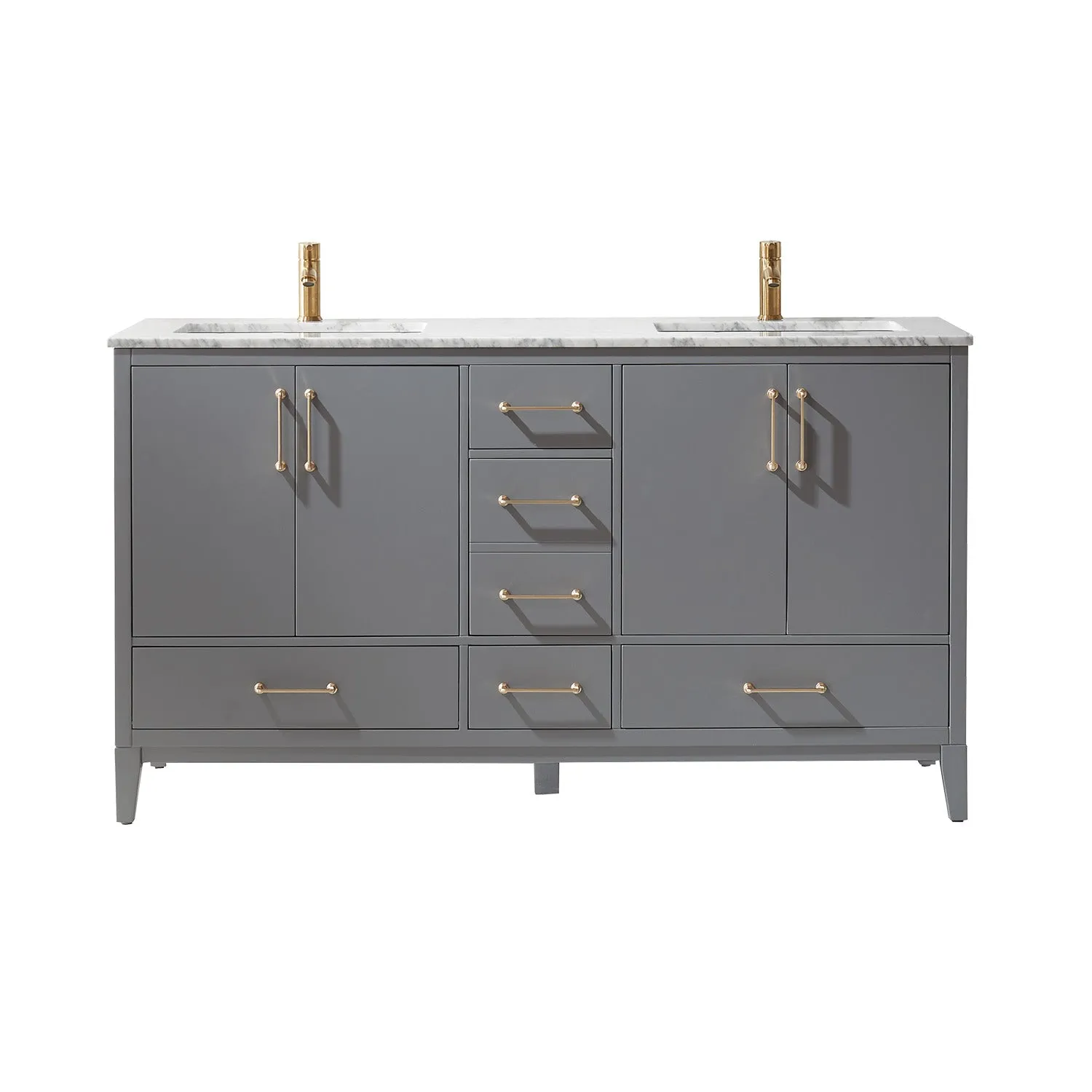 Sutton 60" Double Bathroom Vanity Set with Marble Countertop
