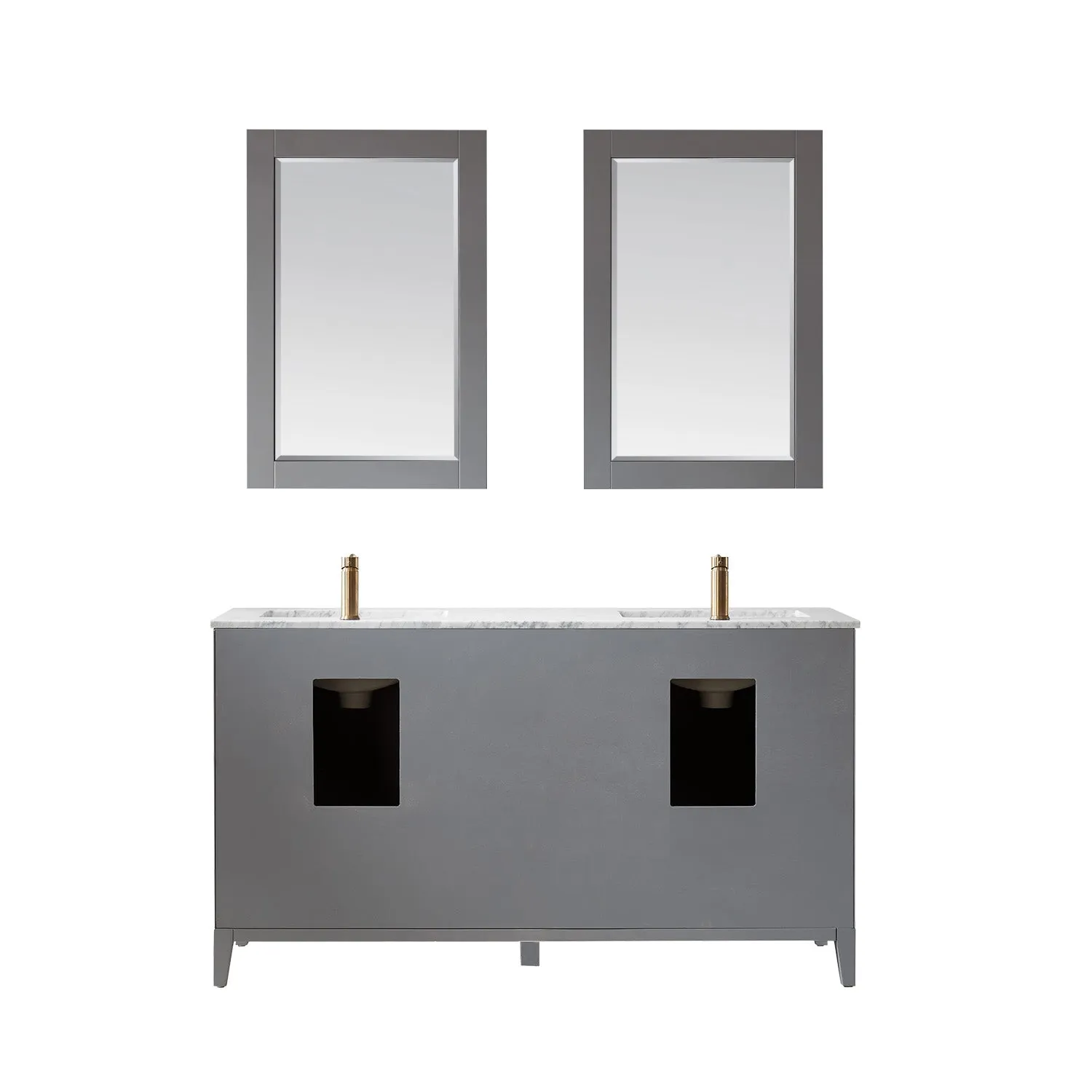 Sutton 60" Double Bathroom Vanity Set with Marble Countertop