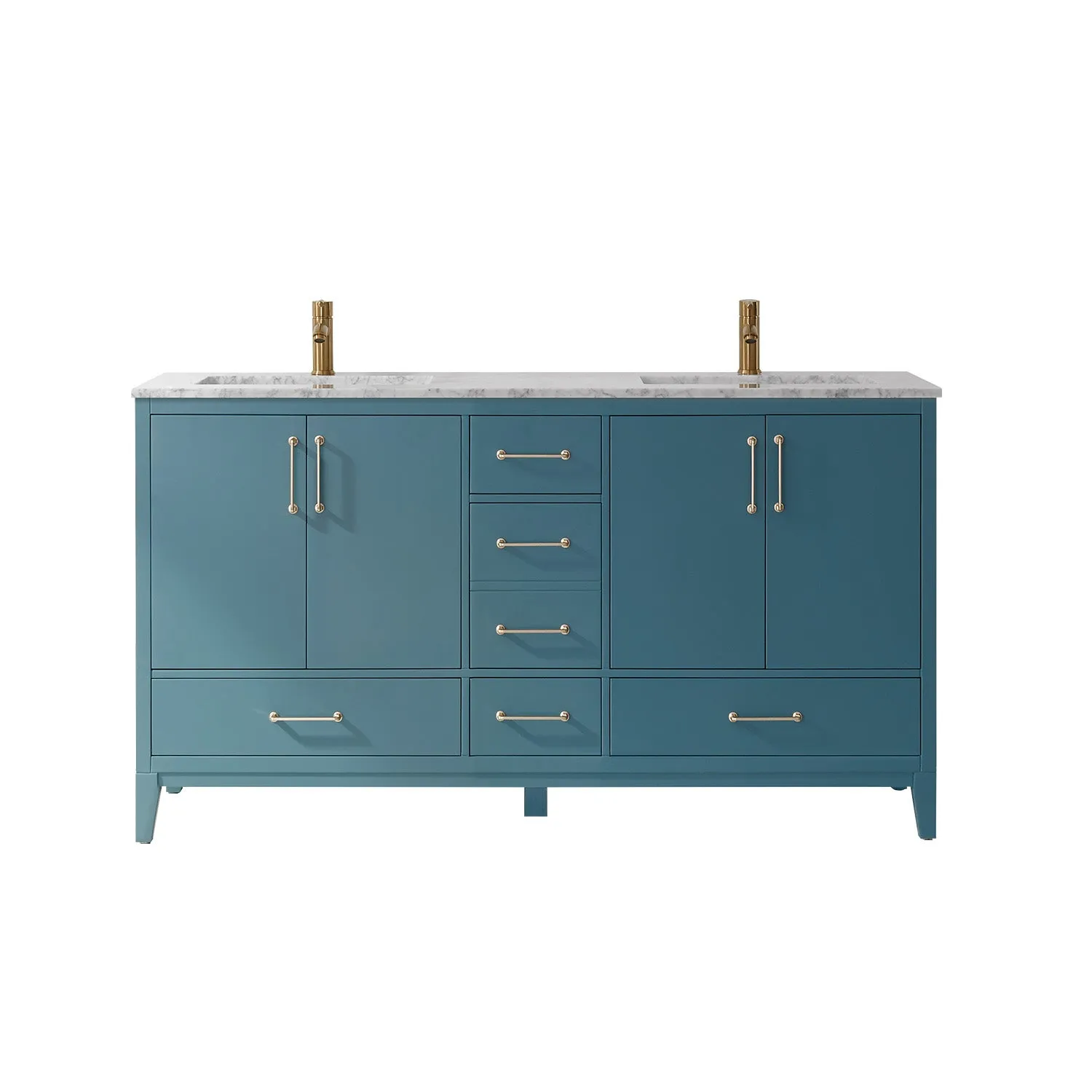 Sutton 60" Double Bathroom Vanity Set with Marble Countertop