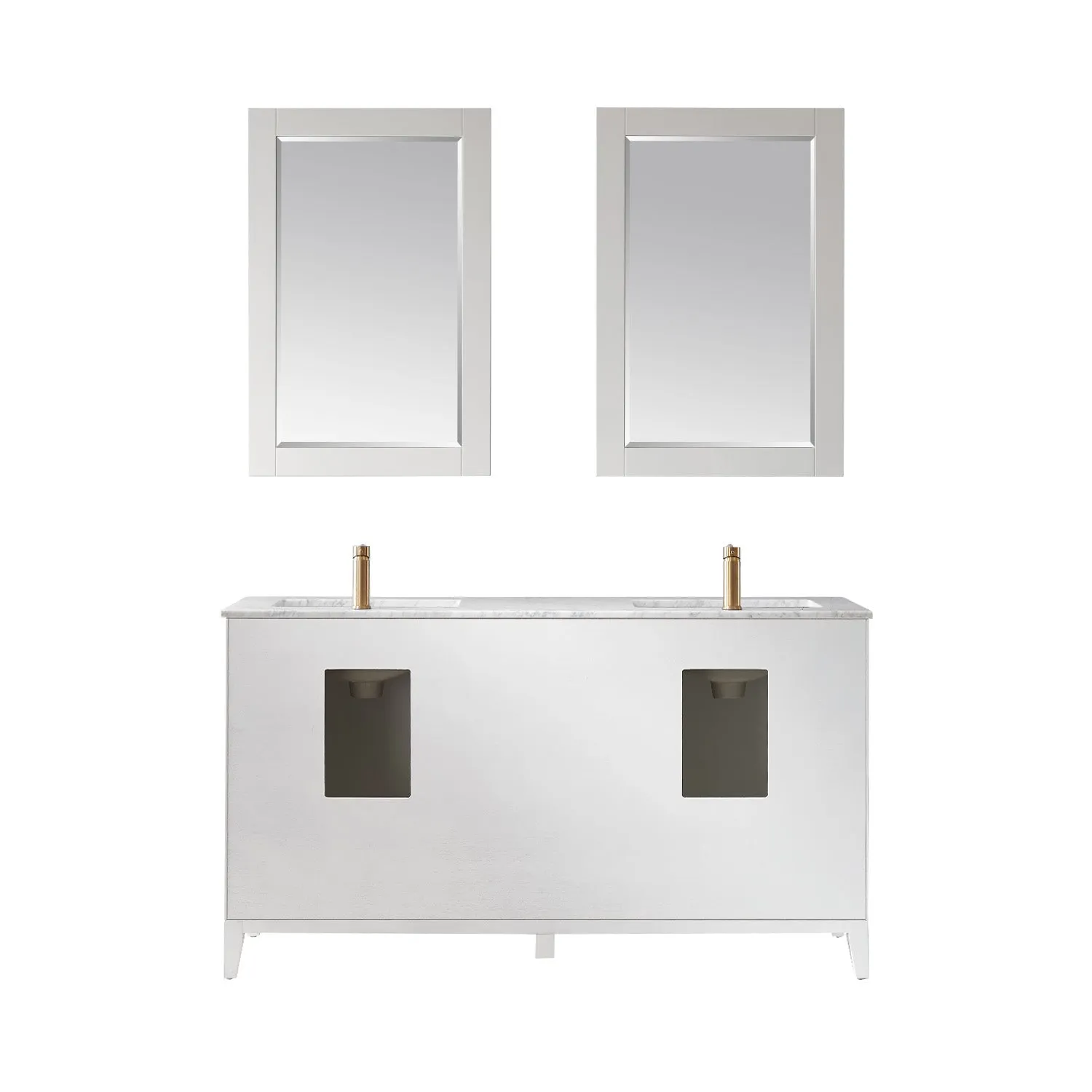 Sutton 60" Double Bathroom Vanity Set with Marble Countertop