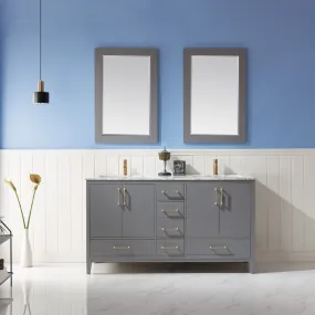 Sutton 60" Double Bathroom Vanity Set with Marble Countertop