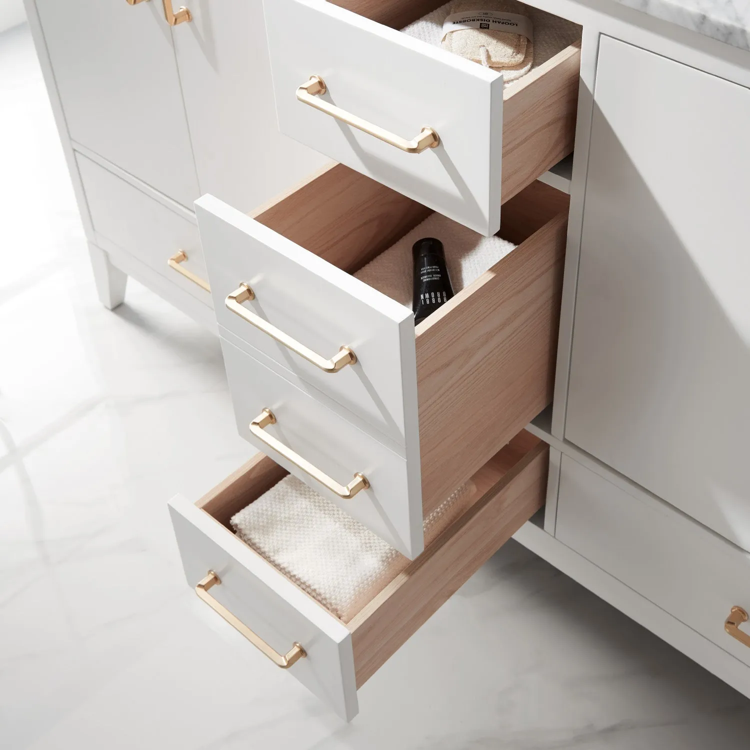 Sutton 60" Double Bathroom Vanity Set with Marble Countertop