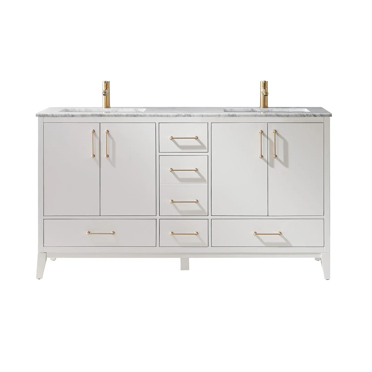 Sutton 60" Double Bathroom Vanity Set with Marble Countertop