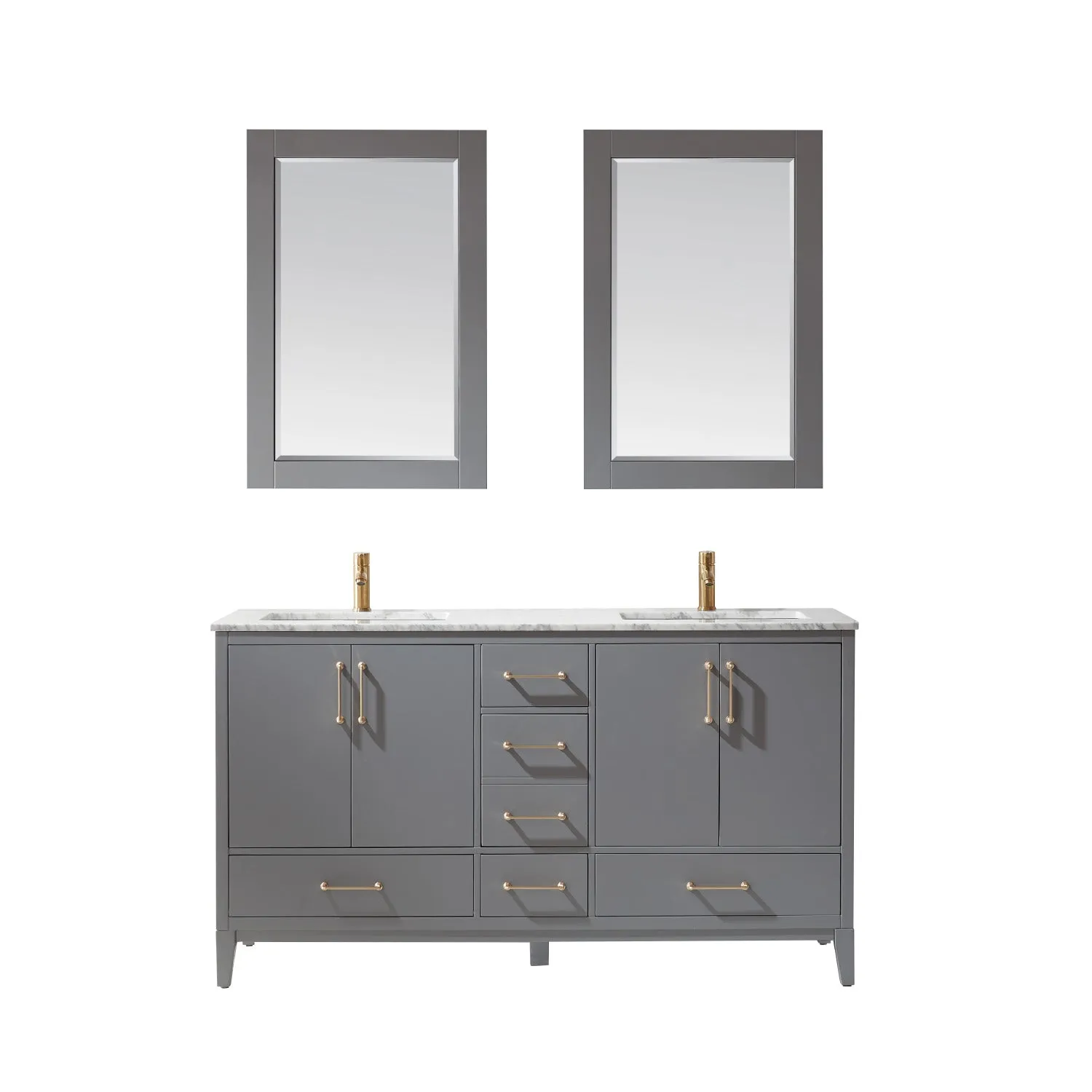 Sutton 60" Double Bathroom Vanity Set with Marble Countertop
