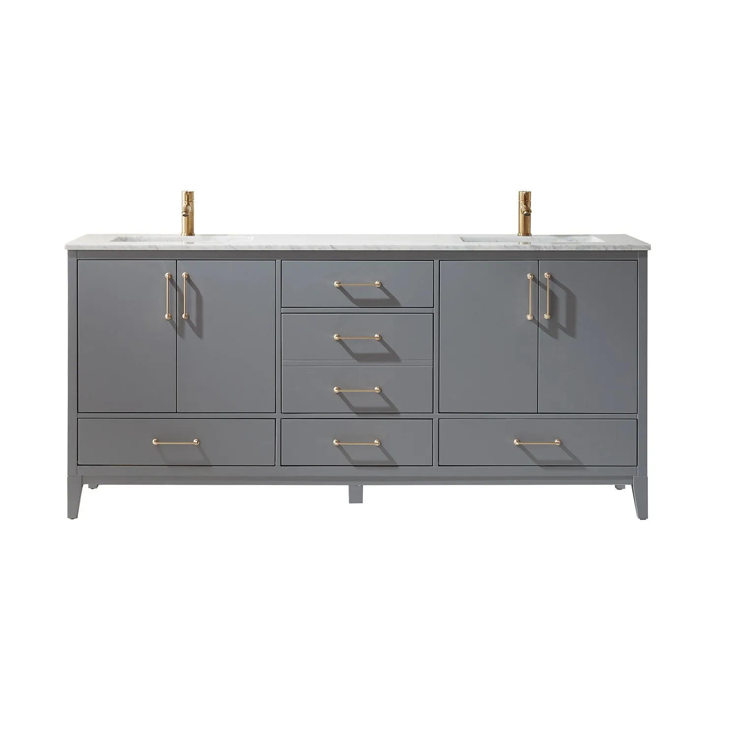 Sutton 72" Double Bathroom Vanity Set with Marble Countertop