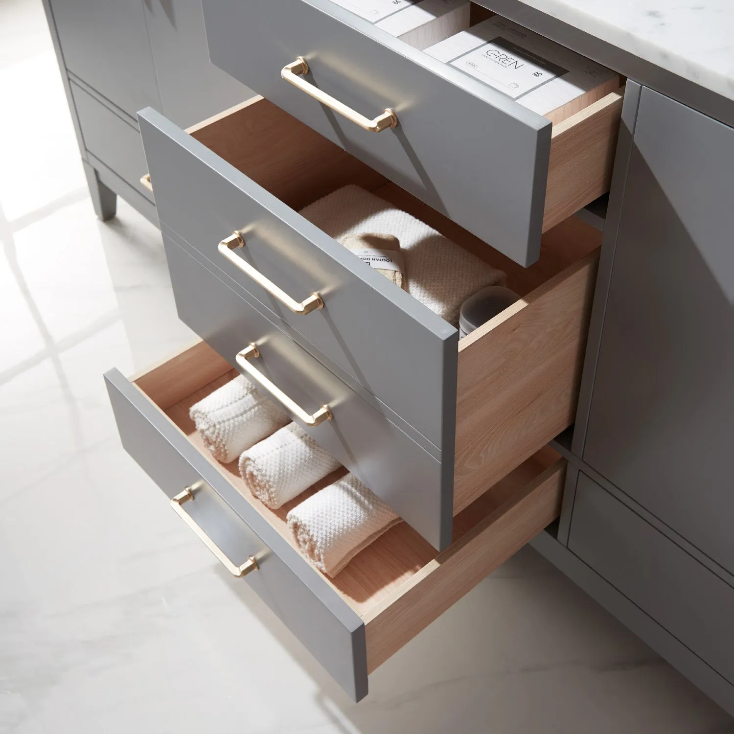 Sutton 72" Double Bathroom Vanity Set with Marble Countertop