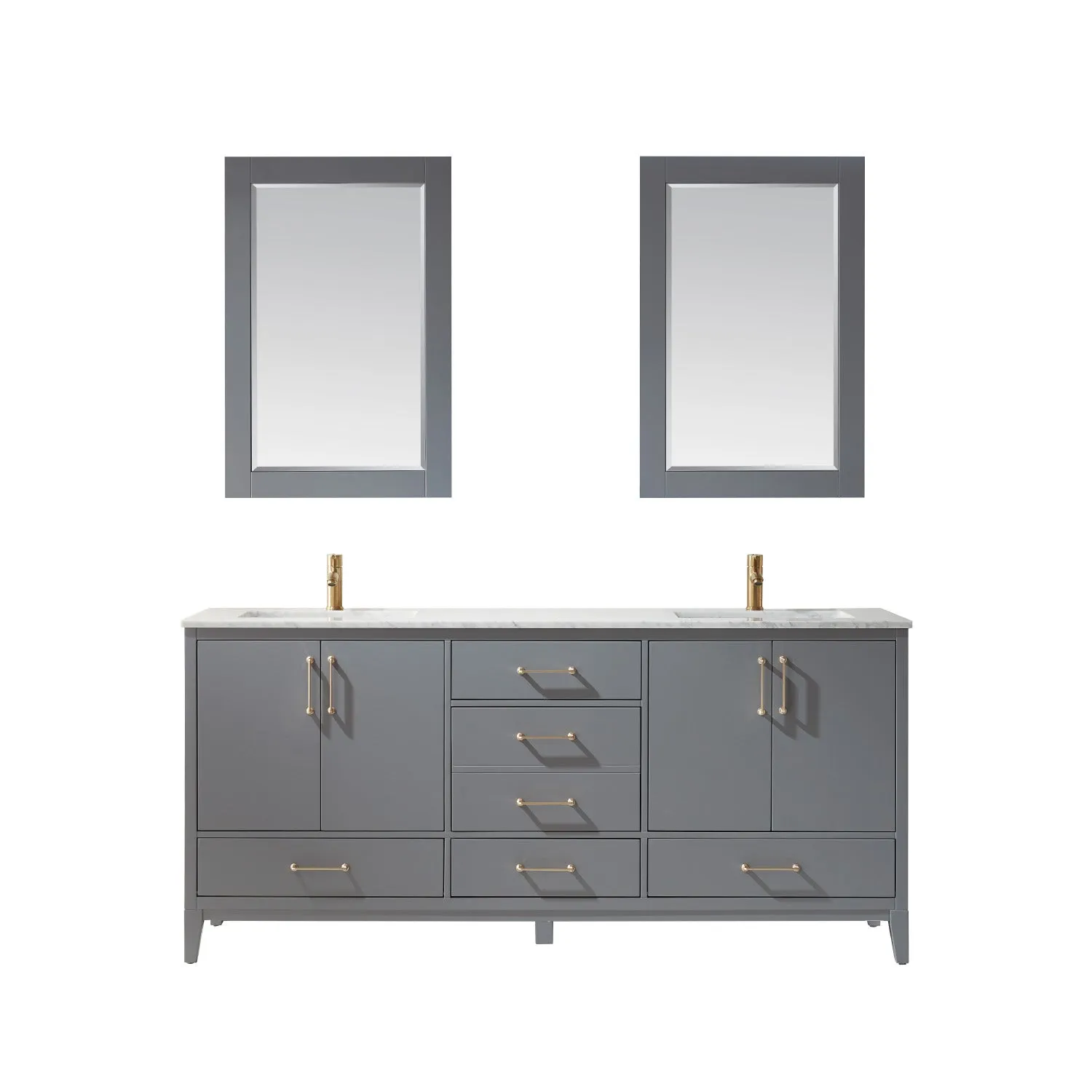 Sutton 72" Double Bathroom Vanity Set with Marble Countertop