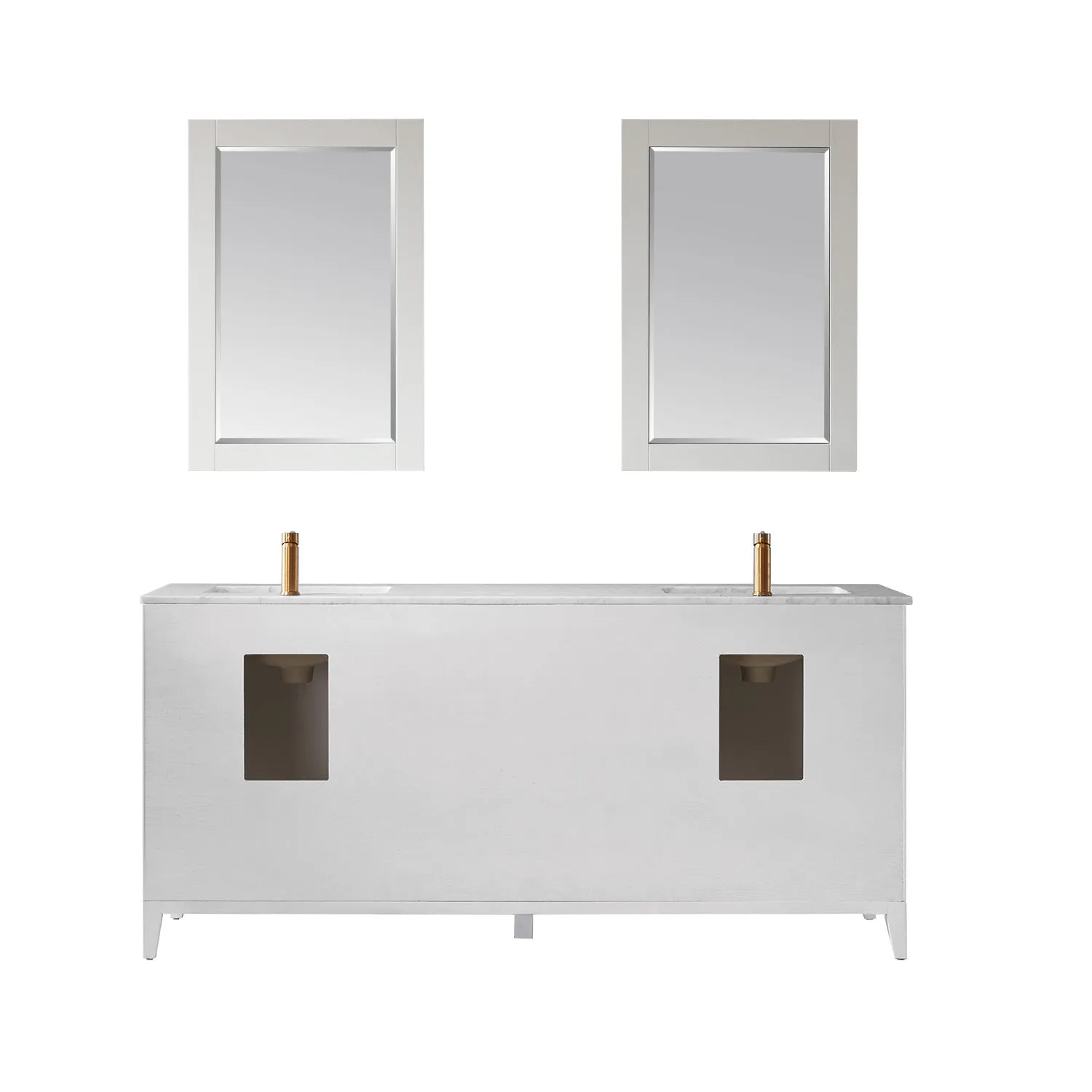 Sutton 72" Double Bathroom Vanity Set with Marble Countertop