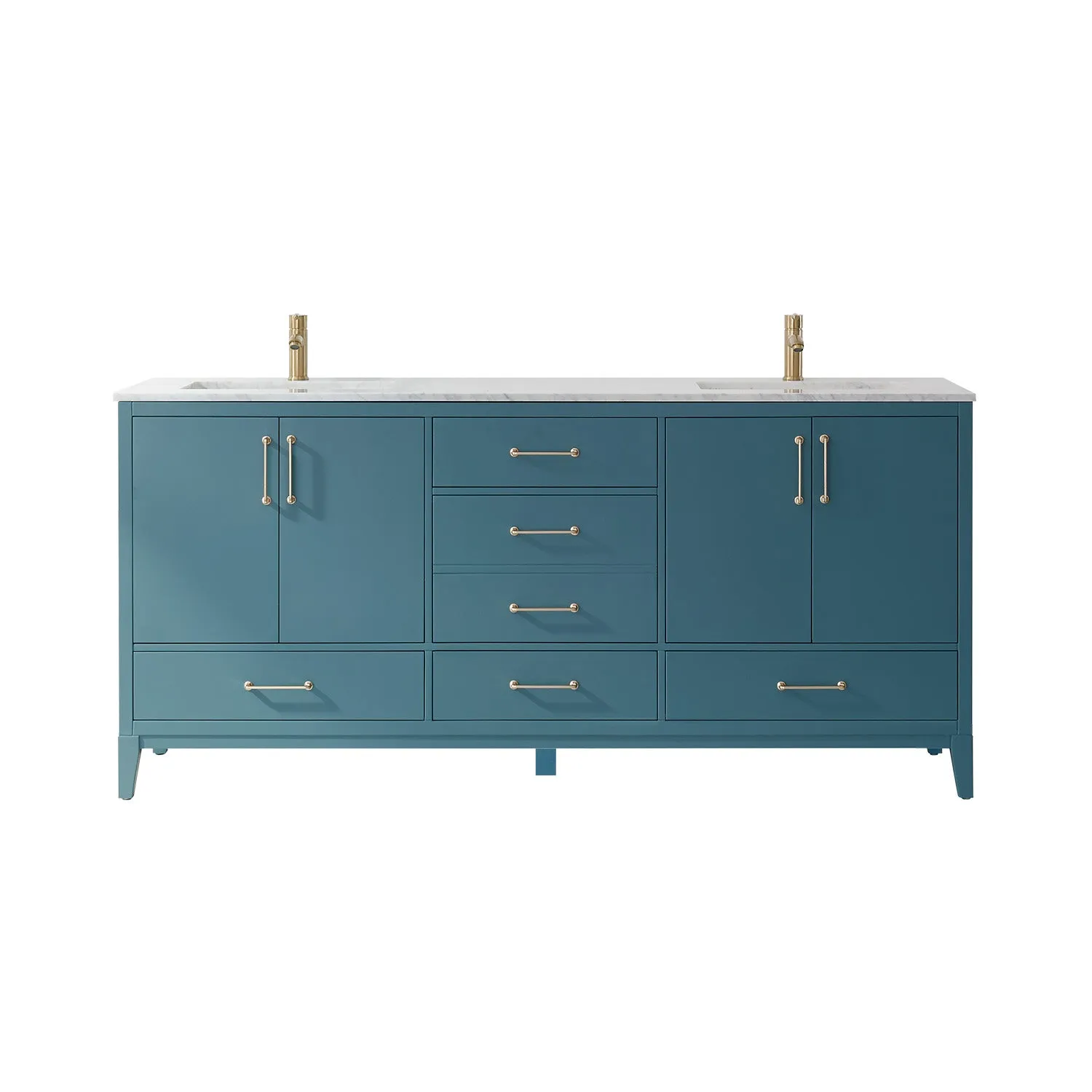 Sutton 72" Double Bathroom Vanity Set with Marble Countertop