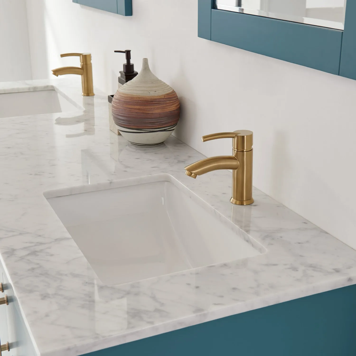 Sutton 72" Double Bathroom Vanity Set with Marble Countertop