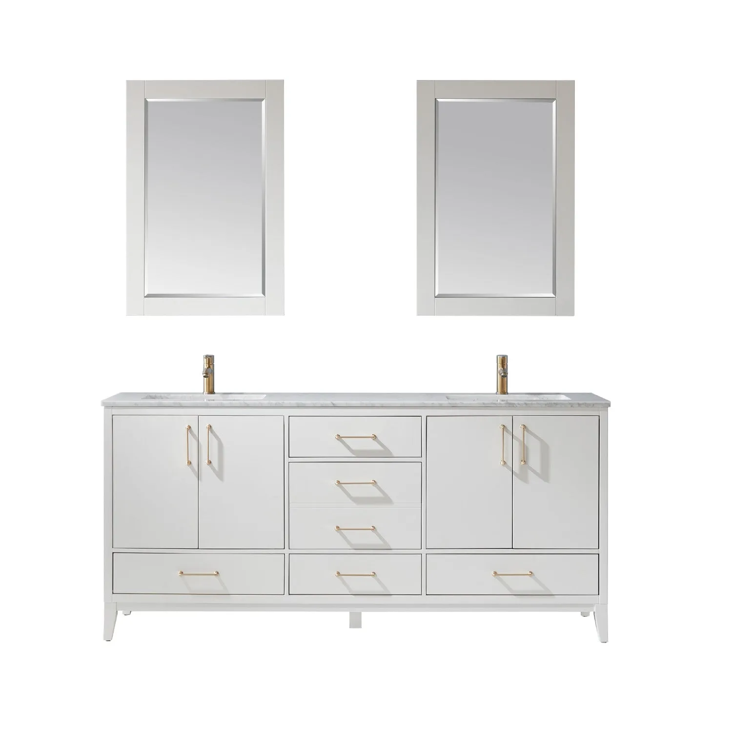 Sutton 72" Double Bathroom Vanity Set with Marble Countertop