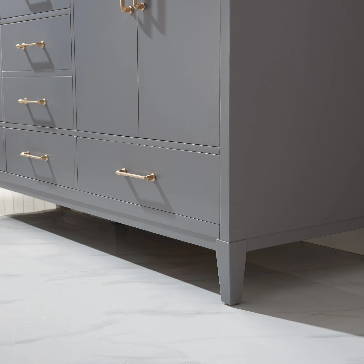 Sutton 72" Double Bathroom Vanity Set with Marble Countertop