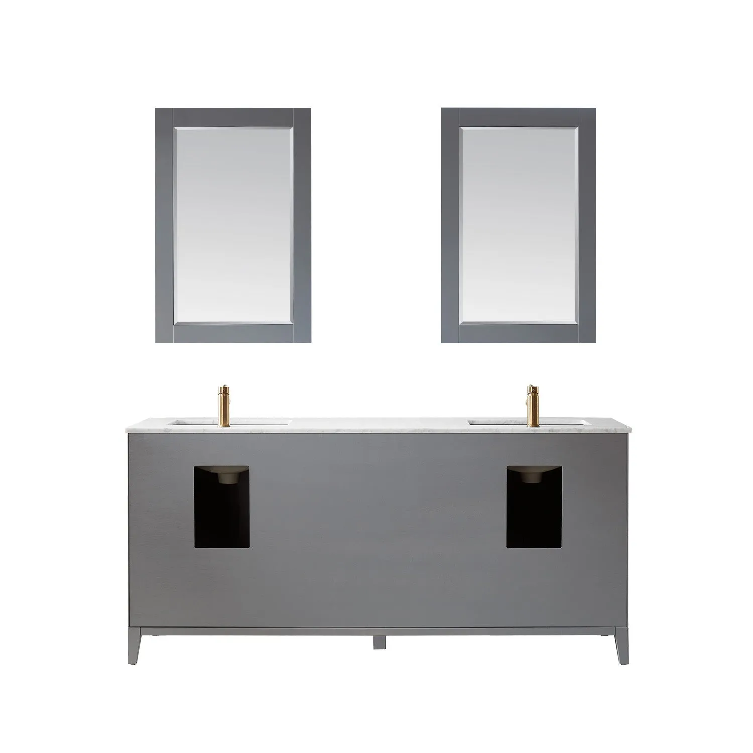 Sutton 72" Double Bathroom Vanity Set with Marble Countertop