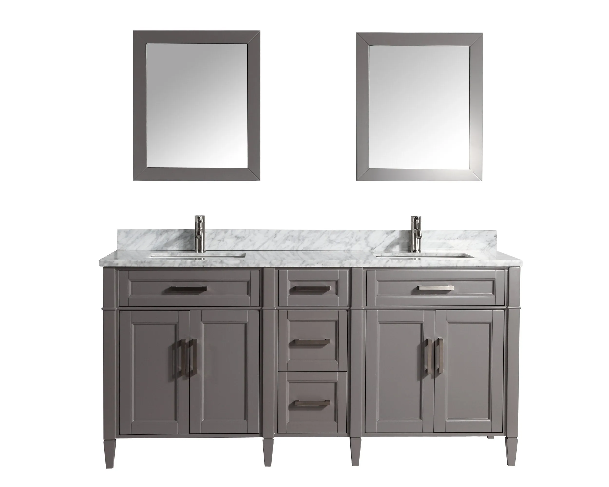 Sydney 72" Double Sink Bathroom Vanity Set with Sink and Mirrors