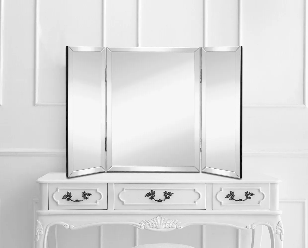 Trifold Vanity Mirror - 28 X 40 Inches Tri-Fold Tabletop Mirror Or Wall-Mount Mirror With