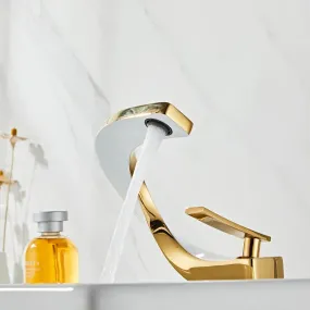 Tuqiu Bathroom Faucet Brass Gold White Bathroom Basin Faucet Tap Fitting