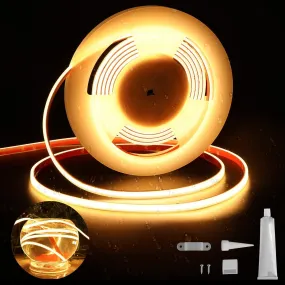 UL-Listed Outdoor LED Strip Lights, 16.4ft 3000K COB Lights Strip 528LEDS/m 24V, IP67 Waterproof