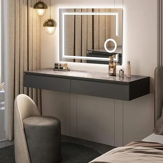 VENETIAN IMAGE Fogless Dimmable 3 Color Mode LED Lighted Bathroom/Washroom Wall-Mounted Mirror (70cm H x 90cm W)