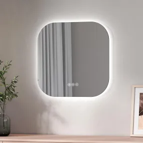 VENETIAN IMAGE Led Bathroom Mirror 500x500mm Frameless Wall Mounted Mirror with Lights Touch, Anti-Fog, Dimmable & 3 Colors, Memory Function for Living Room, Dressing Room (500 X 500 mm)