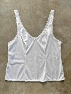 Vintage Vanity Fair White Lace Trim Nylon Camisole (L)